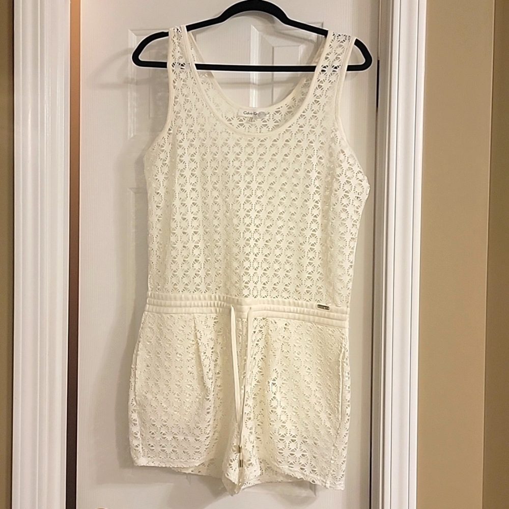 Calvin Klein white romper coverup. Size S. Like new